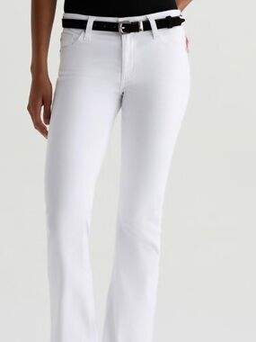 AG Angel Cloud Soft Denim Extended Low-Rise Bootcut Jeans in White